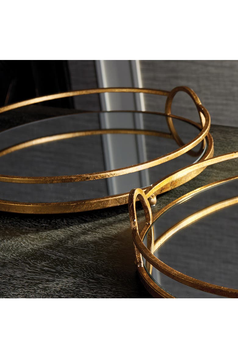Hudson Mirrored Trays Set of 2, Alternate, color, Gold