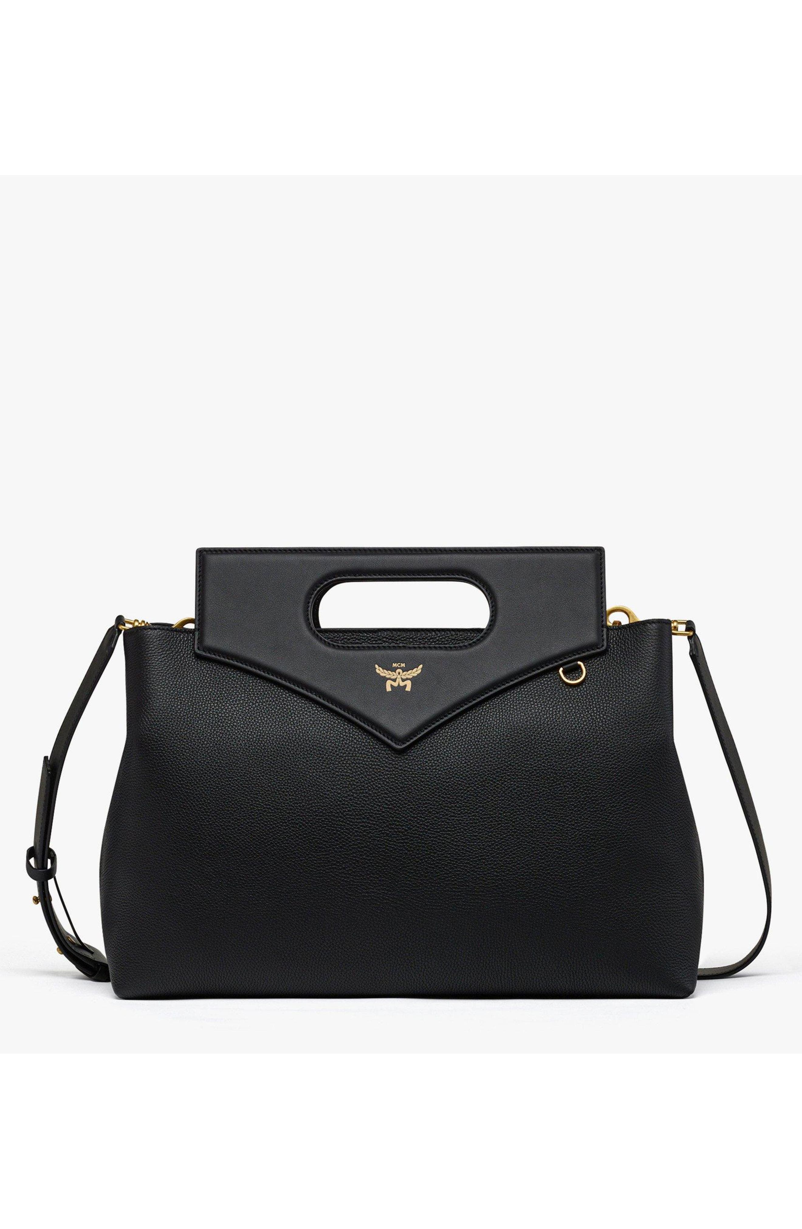 MCM Soft Diamond Shoulder Bag in Embossed Leather, Main, color, 