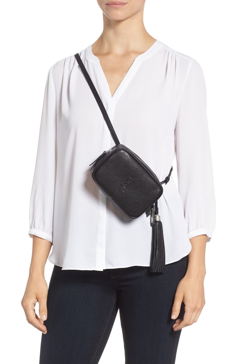 Saint Laurent Loulou Tassel Leather Belt Bag, Alternate, color,