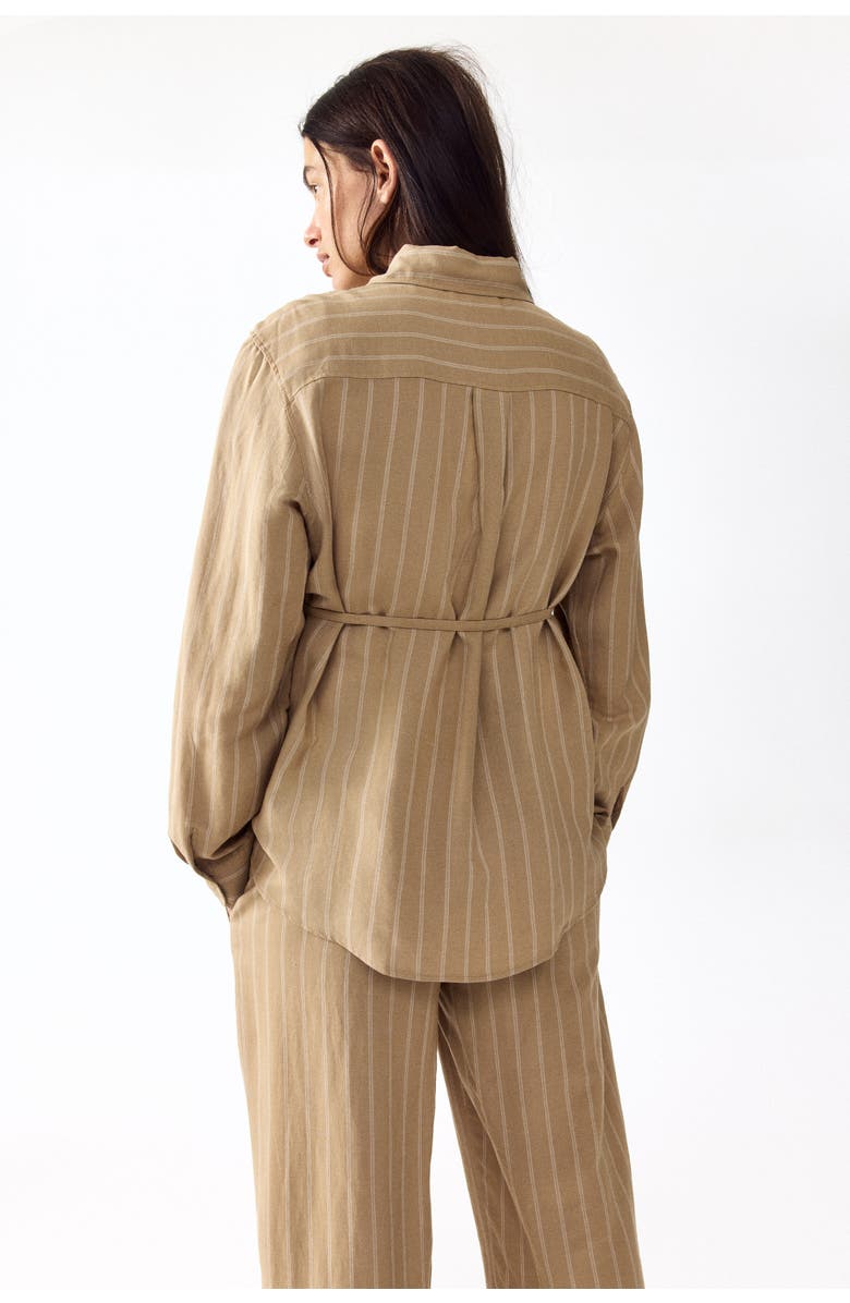 H&M Mama Linen-blend Shirt, Alternate, color, Beige/Striped