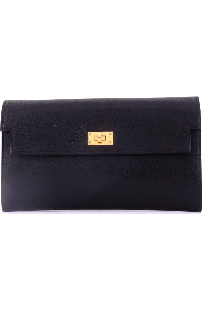 Pre-Owned Hermes Kelly Pocket Wallet Chevre Chamkila Long, Main, color, Noir