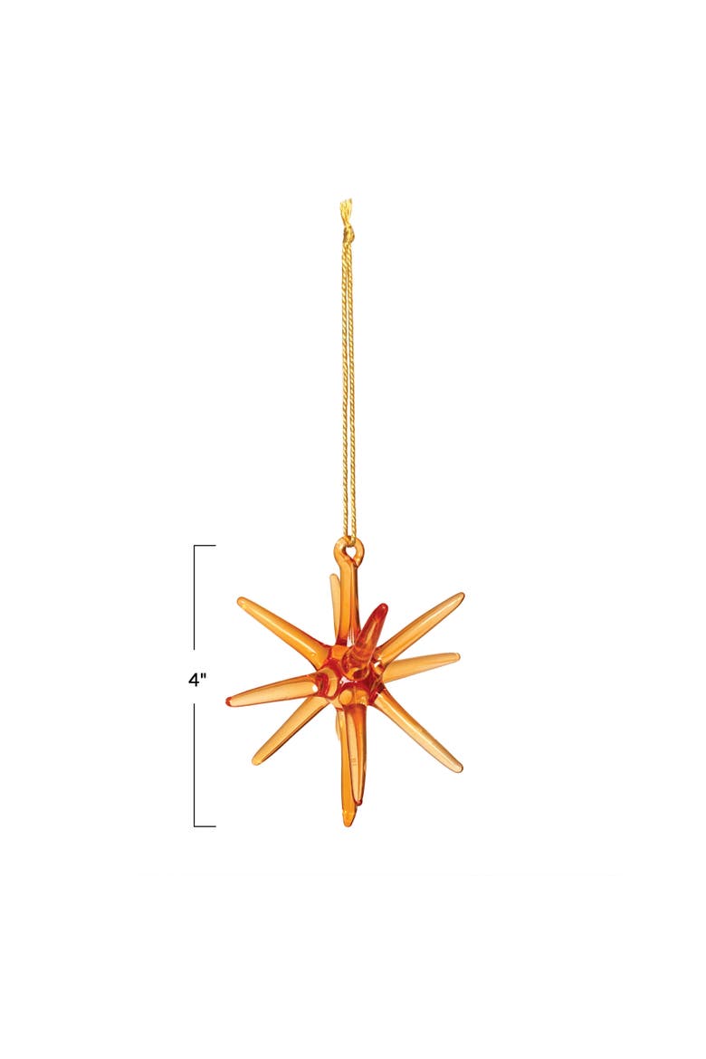 Glass Star Ornament, Artisan Crafted, Alternate, color, Amber Color
