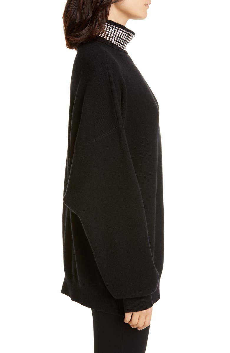 Alexander Wang Crystal Neck Wool Blend Sweater, Alternate, color, 