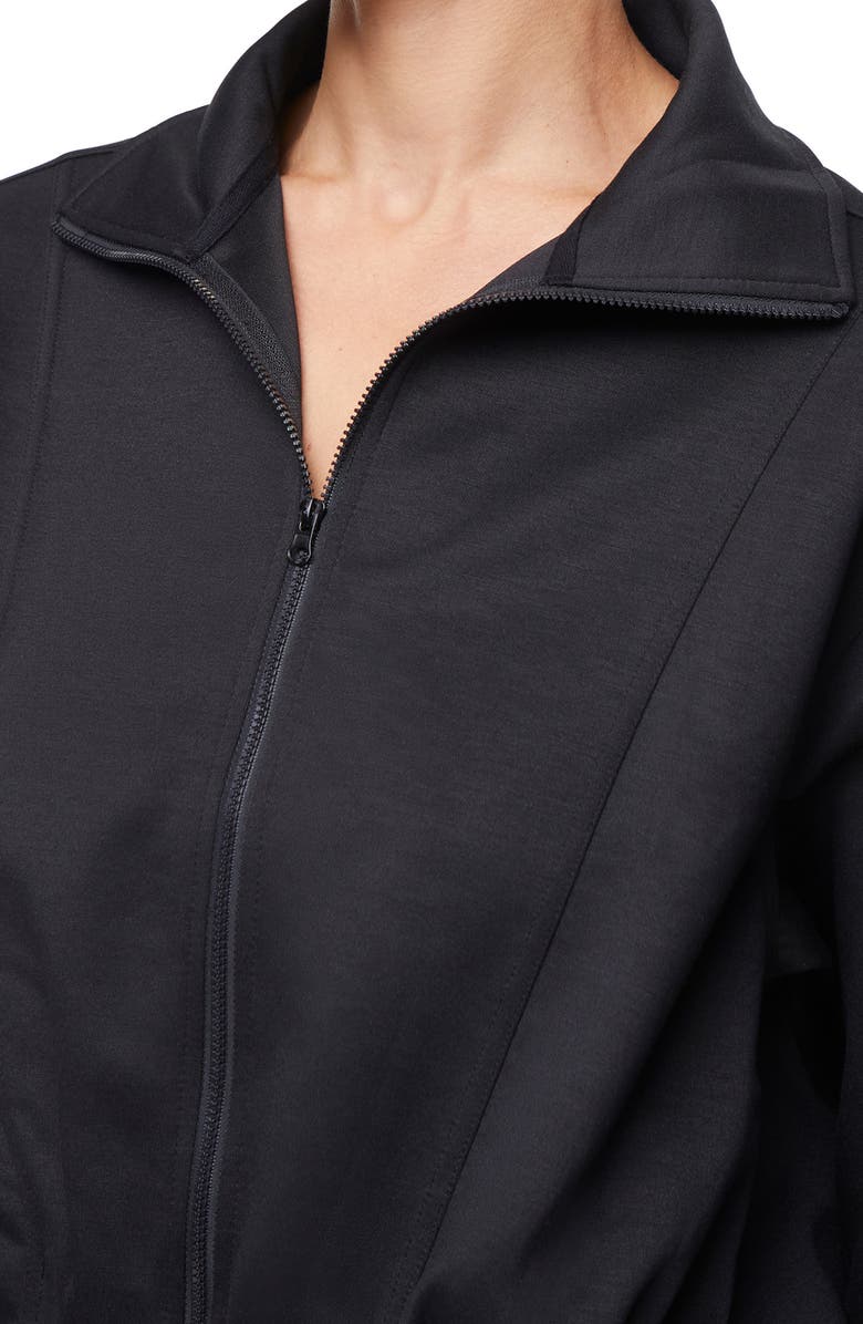 Three Dots Bubble Hem Full Zip Jacket, Alternate, color, Black Beauty