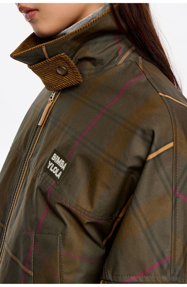 Bimba y Lola Short Checked A-Line Trench, Alternate, color, Dark Khaki