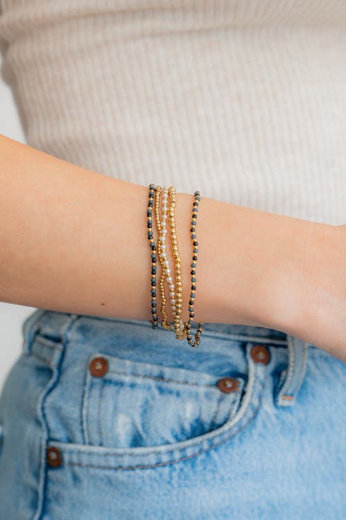 Mint & Lily Weather The Storm Beaded Stacking Set Bracelet In Gold
