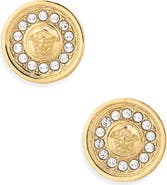 Versace Medusa Crystal Disc Stud Earrings