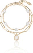 Ettika Set of 2 Glass & Imitation Pearl Bracelets