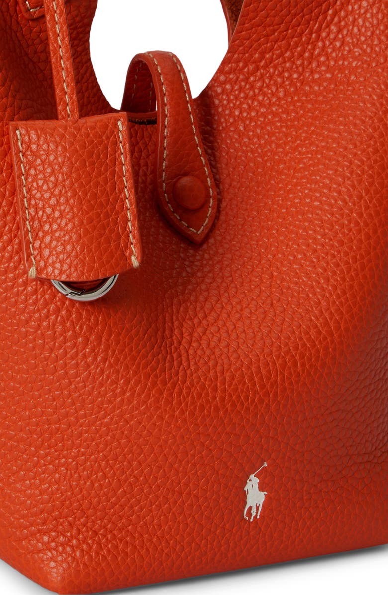 Polo Ralph Lauren Small Polo Play Pebble Leather Crossbody Tote, Alternate, color, Sunset Orange