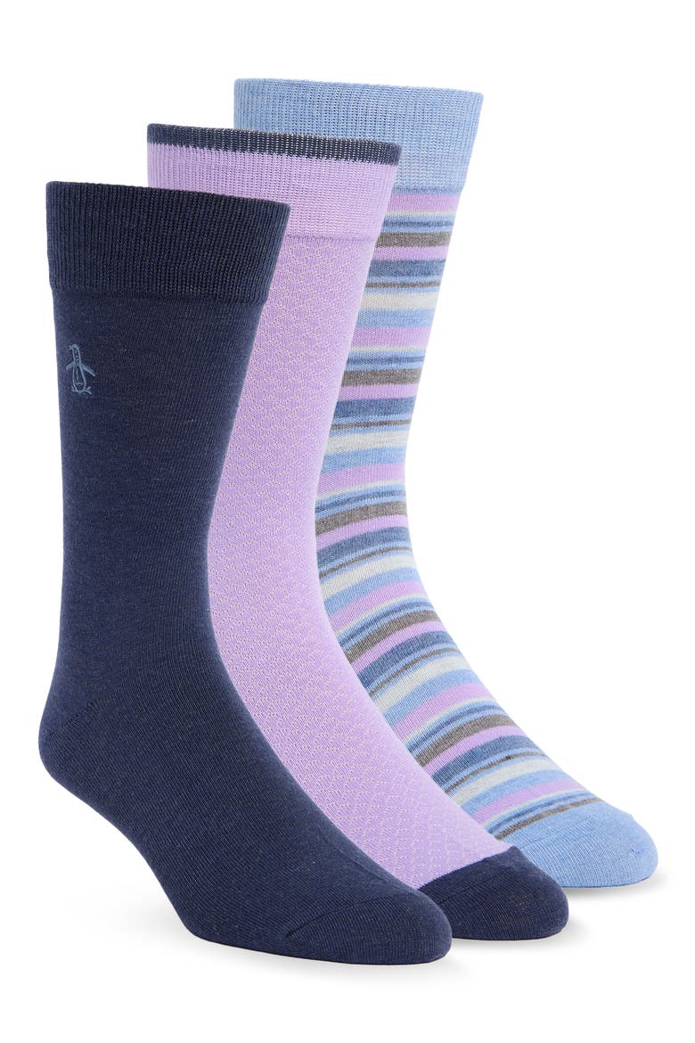 Wrigley Pack of 3 Assorted Crew Socks, Main, color, LIGHT BLUE