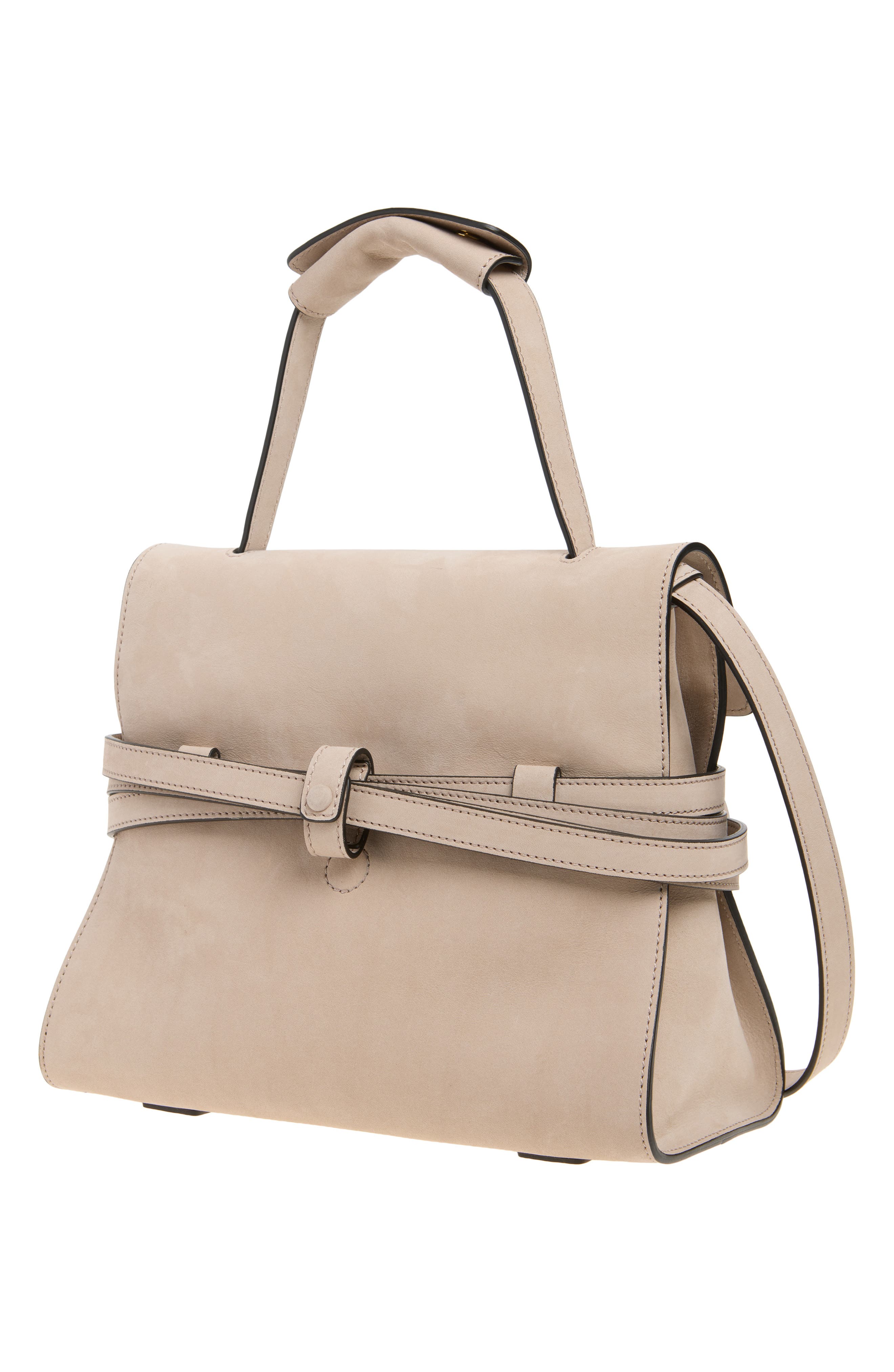 Tie Me Faux Leather Top Handle Bag, Alternate, color, DOVE COLOUR