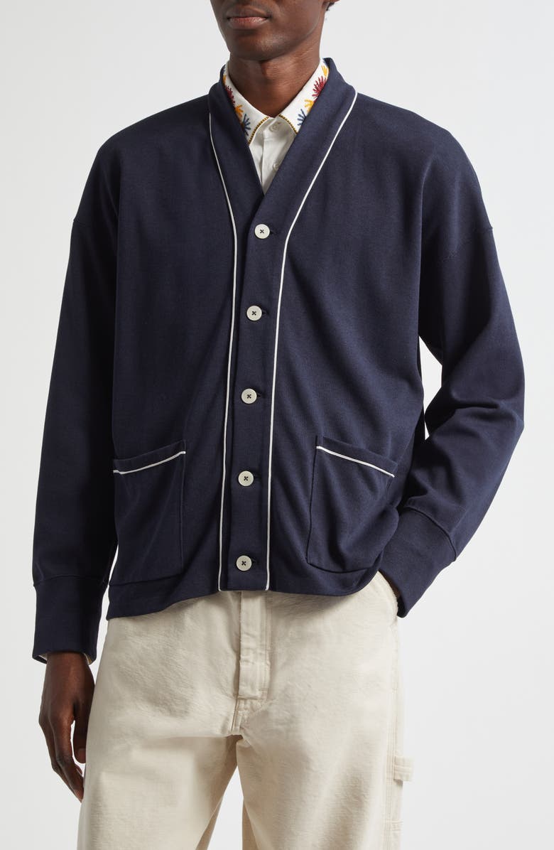 Bode Uniform Cardigan, Main, color, Navy