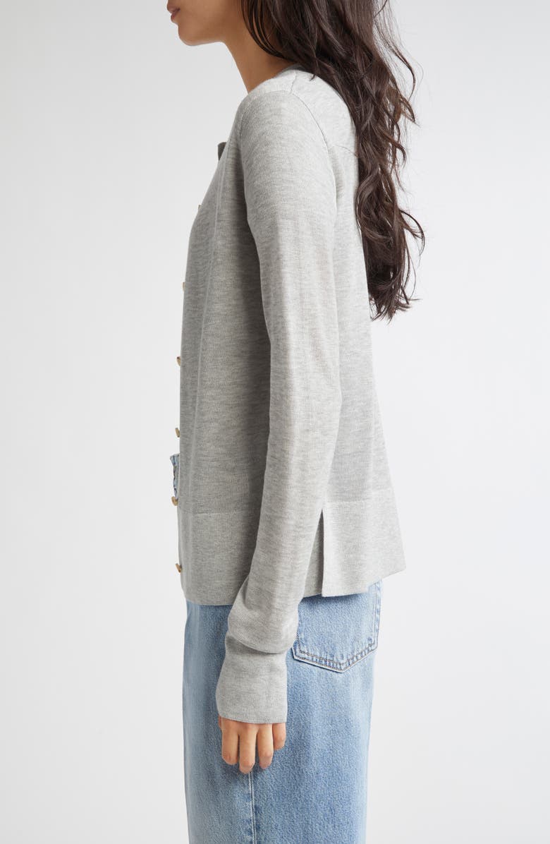 TOTEME Fine Knit Cardigan, Alternate, color, Grey Melange