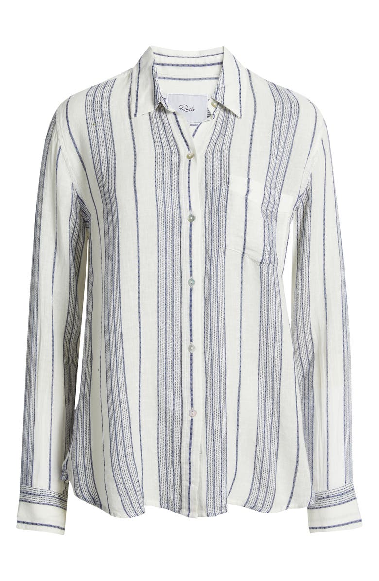 Rails Charli Stripe Linen Blend Button-Up Shirt, Alternate, color, Salino Stripe