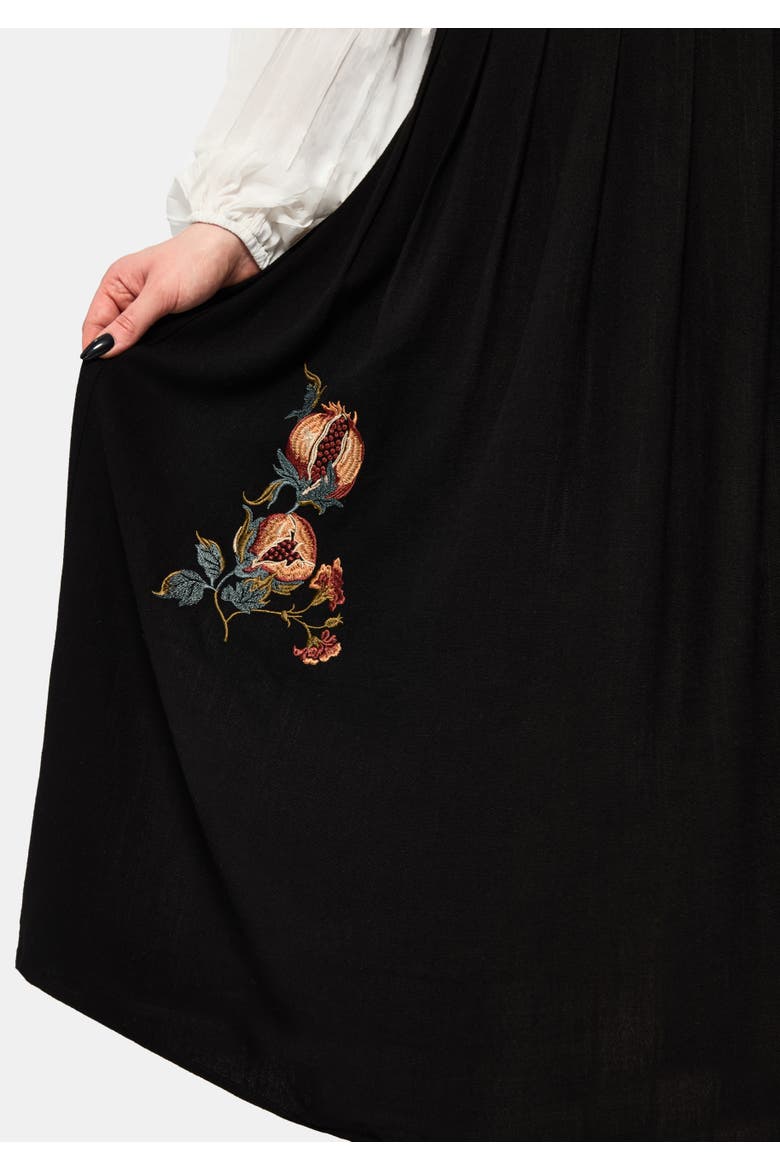 Genevra Embroidered Overlay Midi Dress, Alternate, color, Black