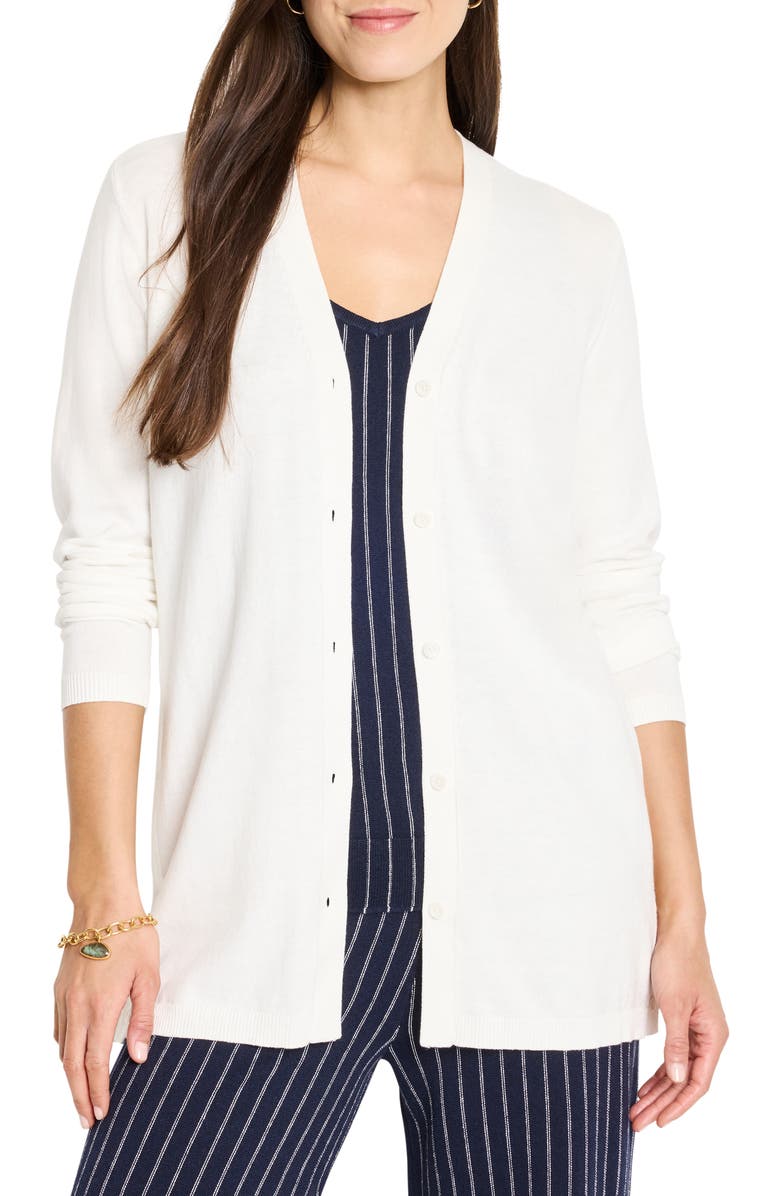 NIC+ZOE Destination Side Button Cardigan, Main, color, Paper White