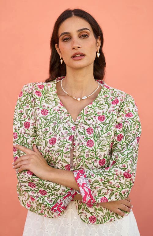 Yumi Floral Reversible Cotton Quilted Jacket In Multi