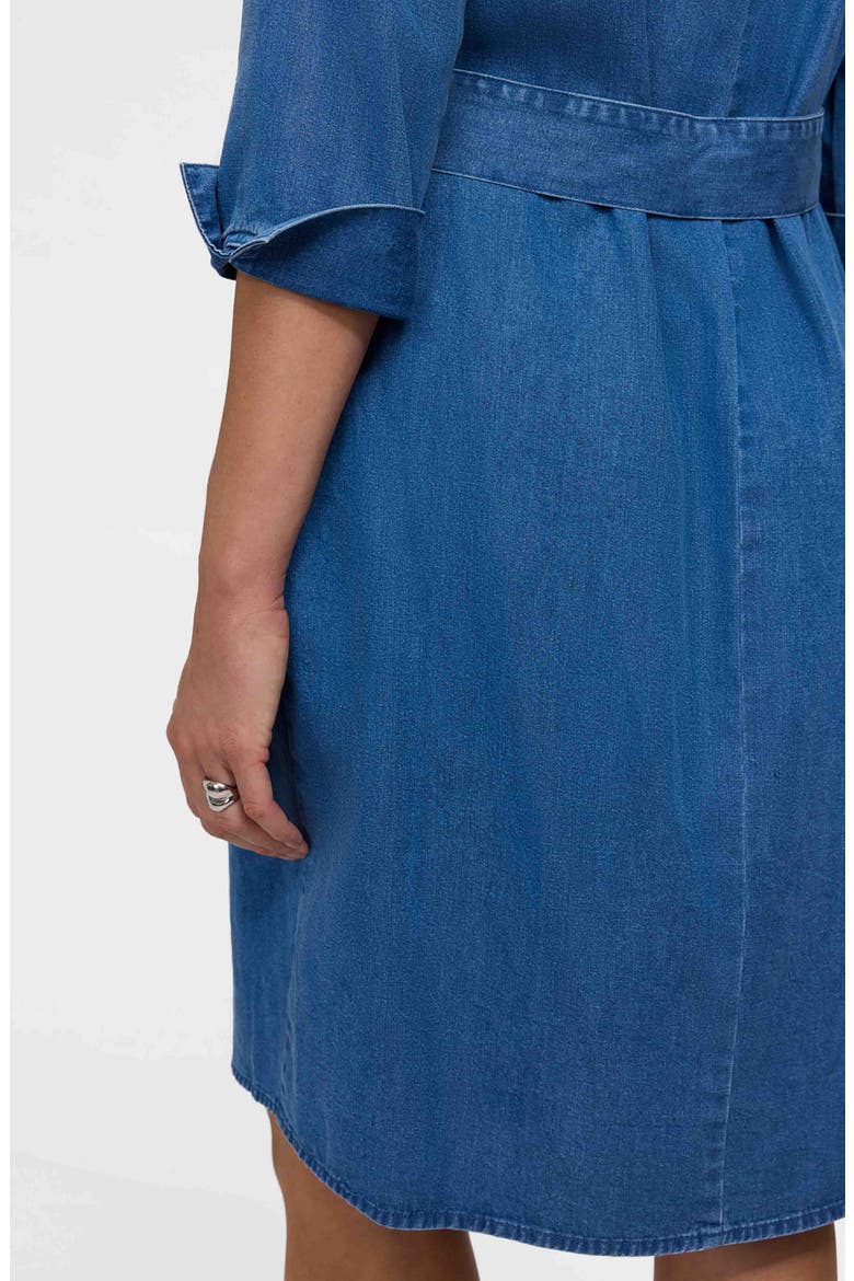 Agnes Tie Waist Denim Shirtdress, Alternate, color, MEDIUM WASH BLUE