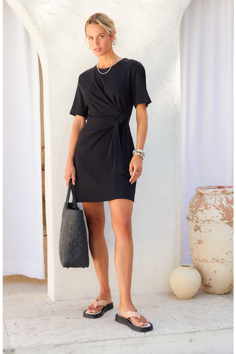 Diana Side Tie Dress, Alternate, color, BLACK