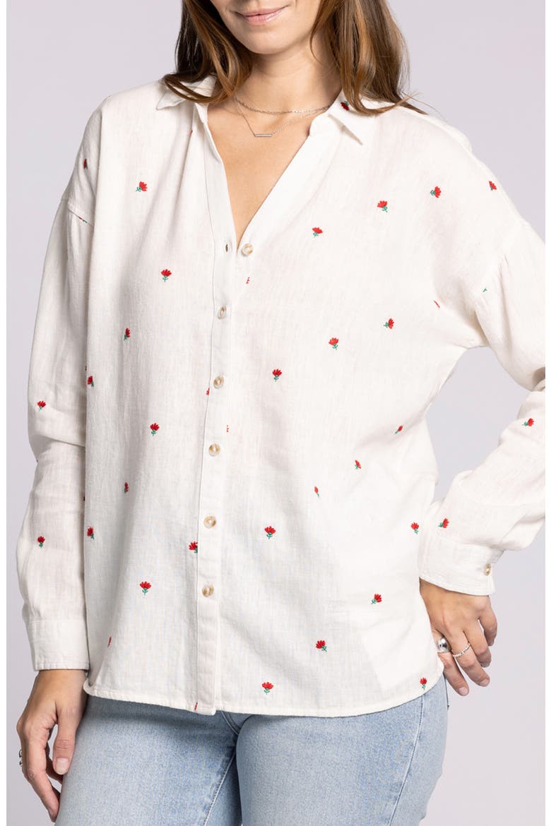 Vena Oversize Button-Up Shirt, Alternate, color, IVORY FLORAL