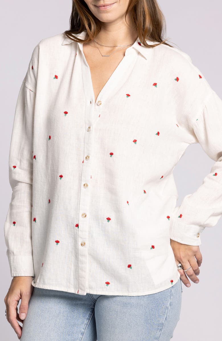 Thread & Supply Vena Oversize Button-Up Shirt, Alternate, color, Ivory Floral