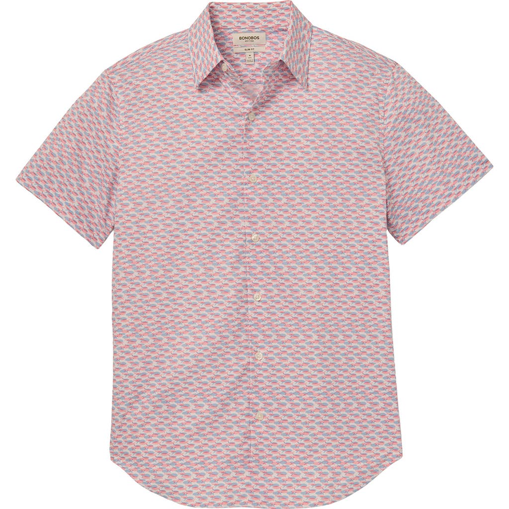 Bonobos Slim Fit Tech Performance Short Sleeve Button-up Shirt In Fish Party