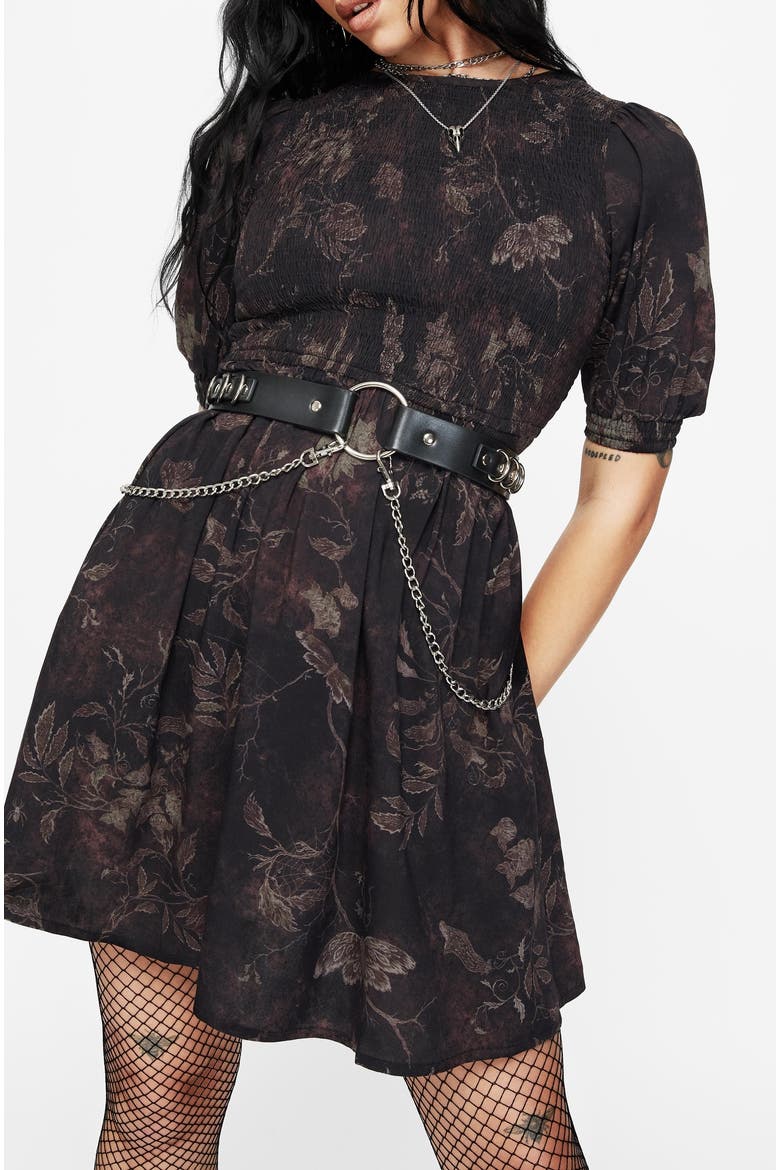 Ashmire Woodland Moth Mini Dress, Alternate, color, Black