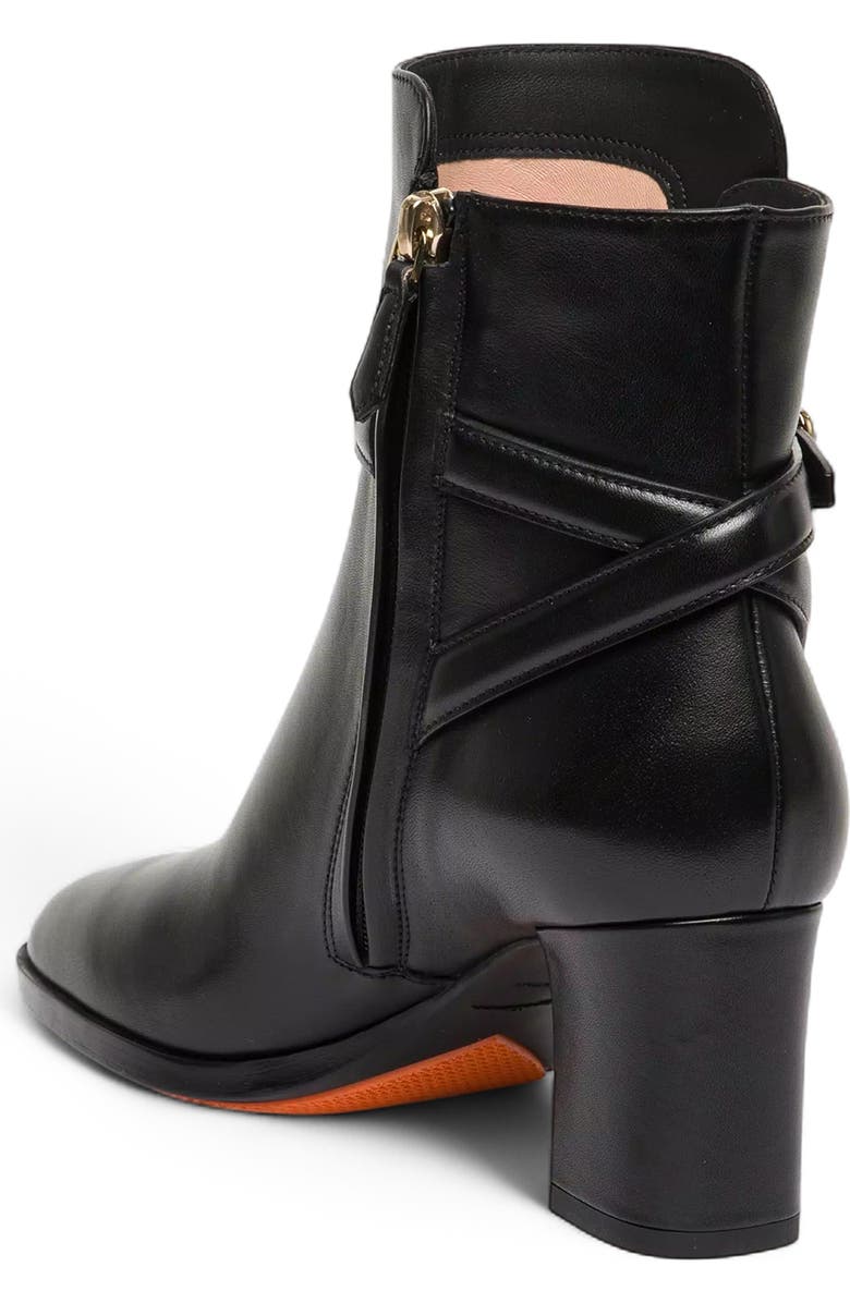 Santoni Leather Mid-Heel Ankle Boot, Alternate, color, Black
