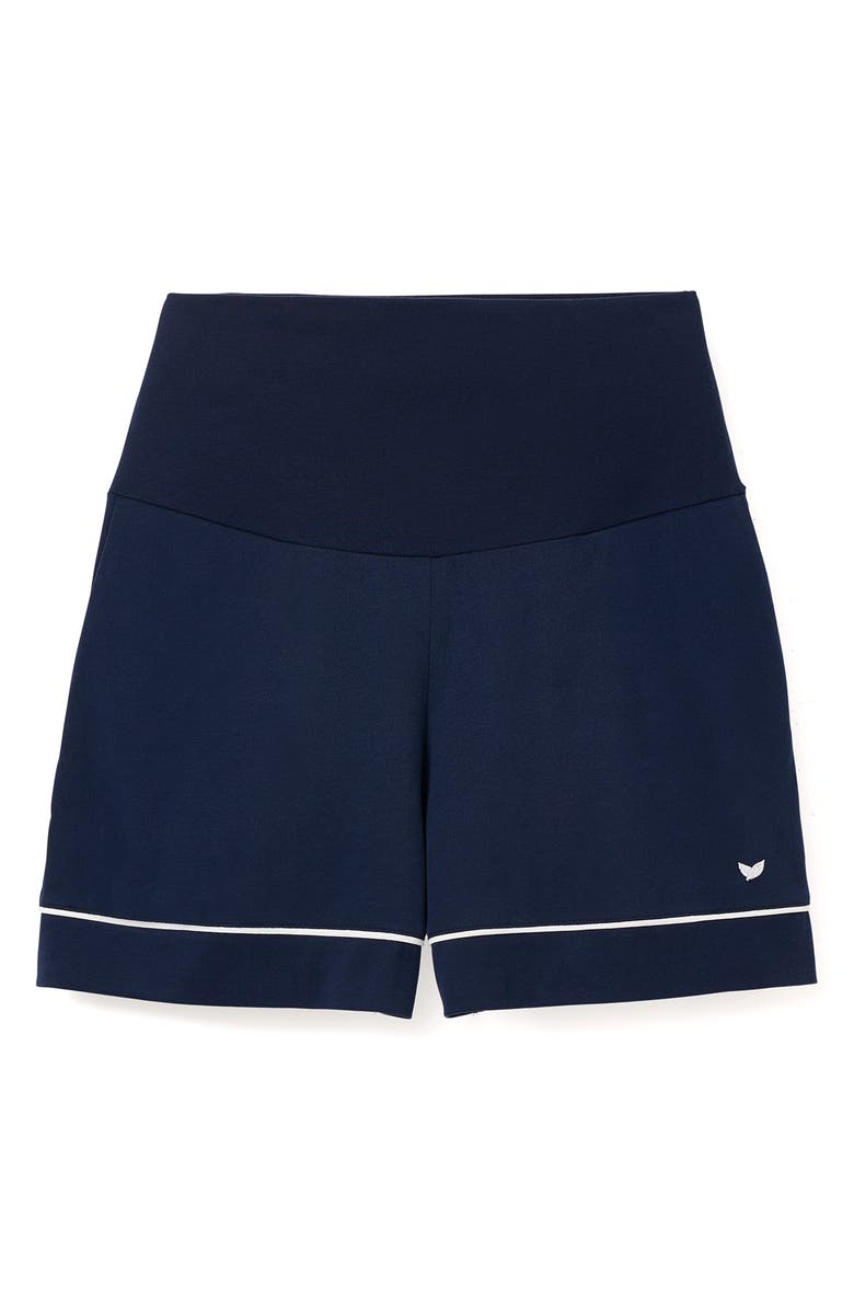 Petite Plume Luxe Pima Cotton Maternity Shorts, Main, color, Navy
