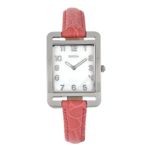 Bertha Marisol Swiss Mop Leather-band Watch In Coral