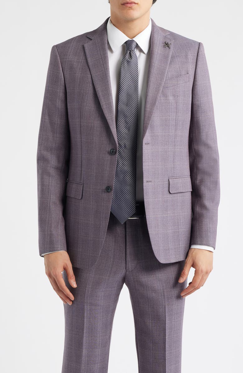 John Varvatos Star USA Bleecker Pale Purple Check Wool Blend Suit, Alternate, color, Cranberry