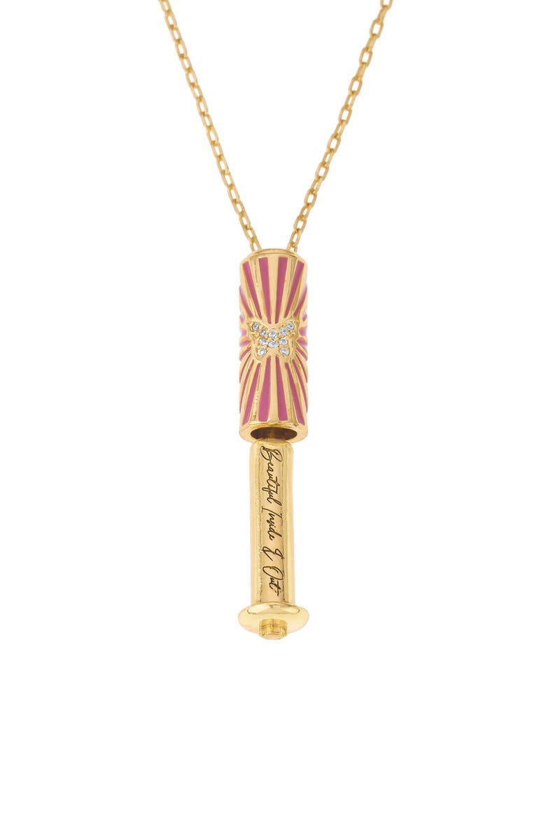 Butterfly Cylinder Pendant Necklace, Alternate, color, GOLD