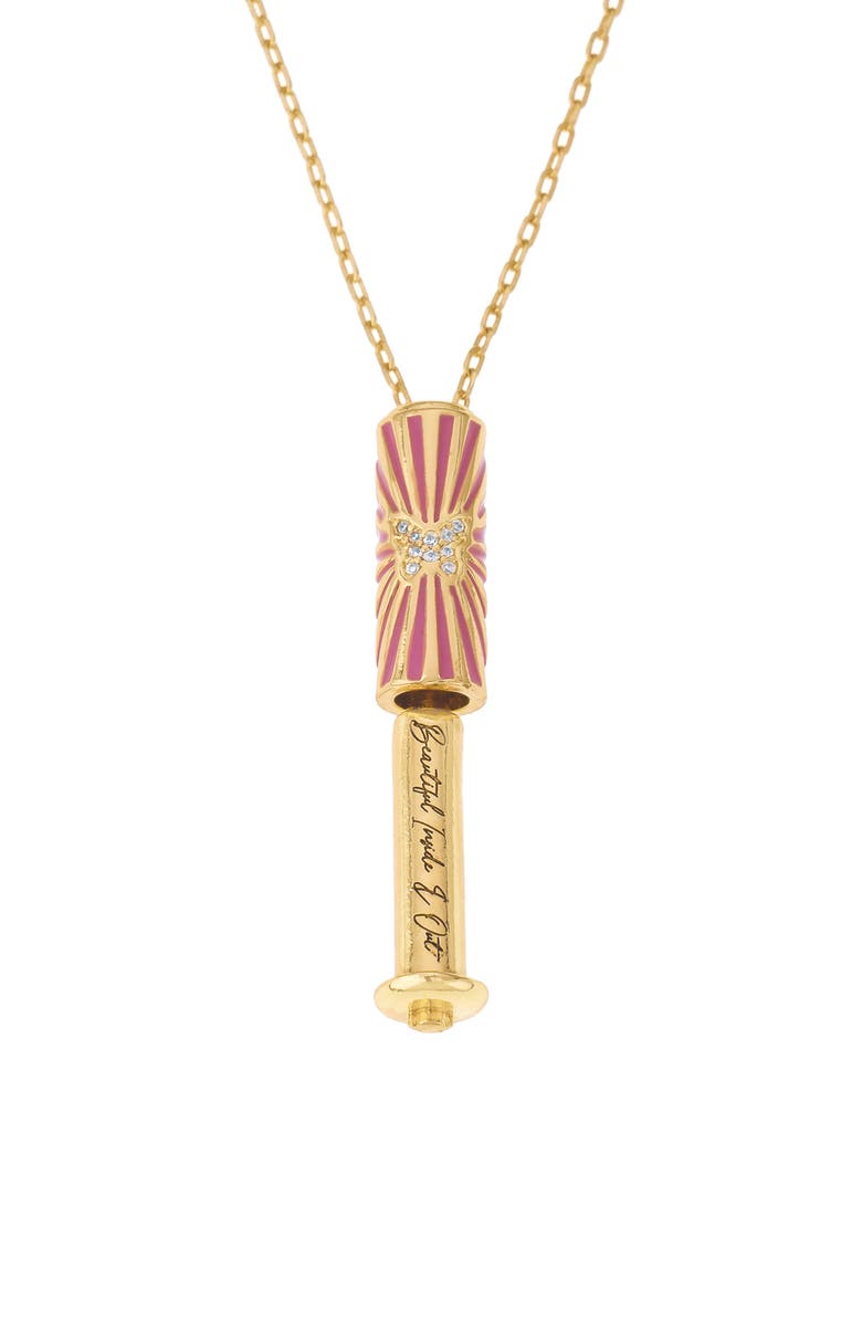 Ettika Butterfly Cylinder Pendant Necklace, Alternate, color, Gold