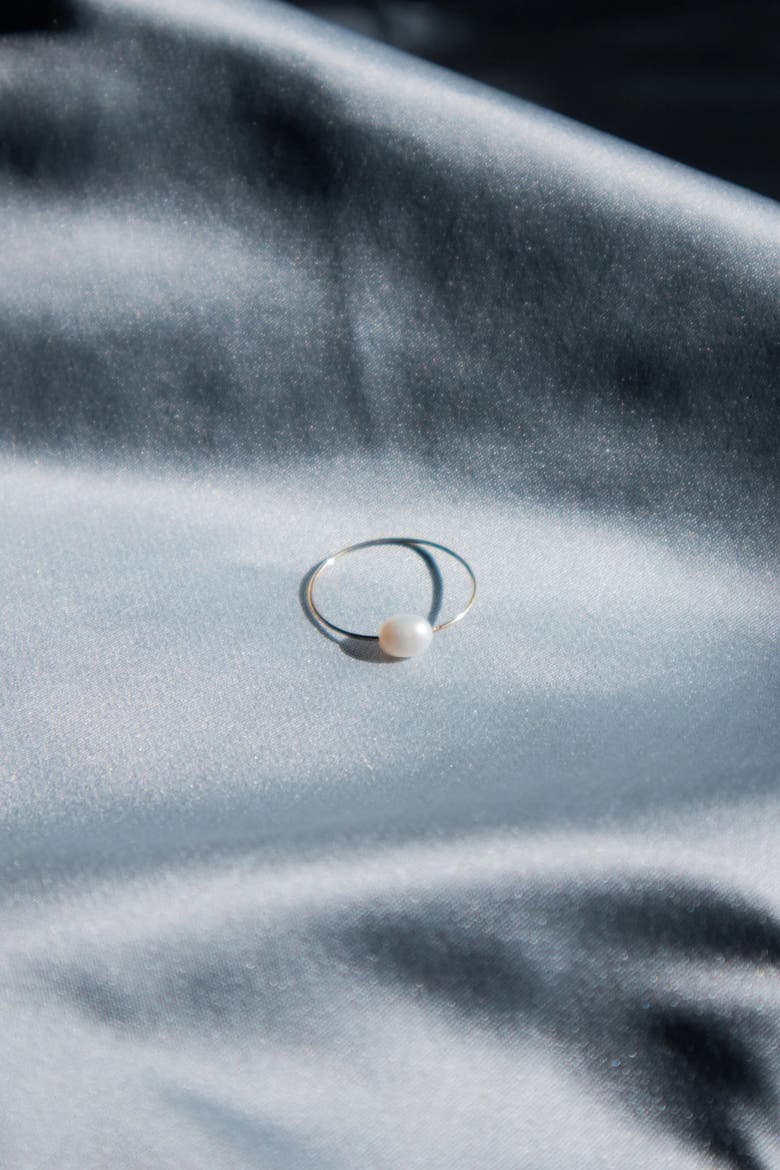 Eden Freshwater Pearl Skinny Gold Ring, Alternate, color, White