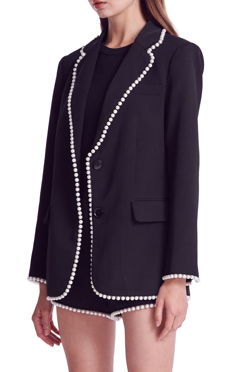 Endless Rose Premium Imitation Pearl Trim Blazer, Alternate, color, 