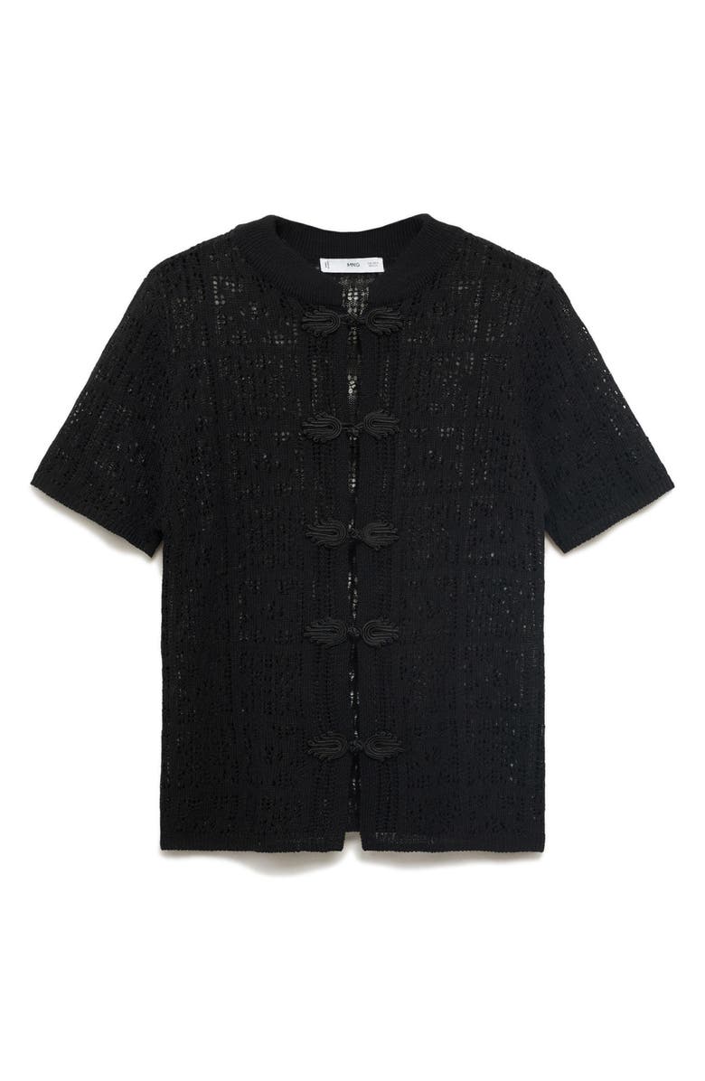 MANGO Short Sleeve Cardigan, Alternate, color, Black