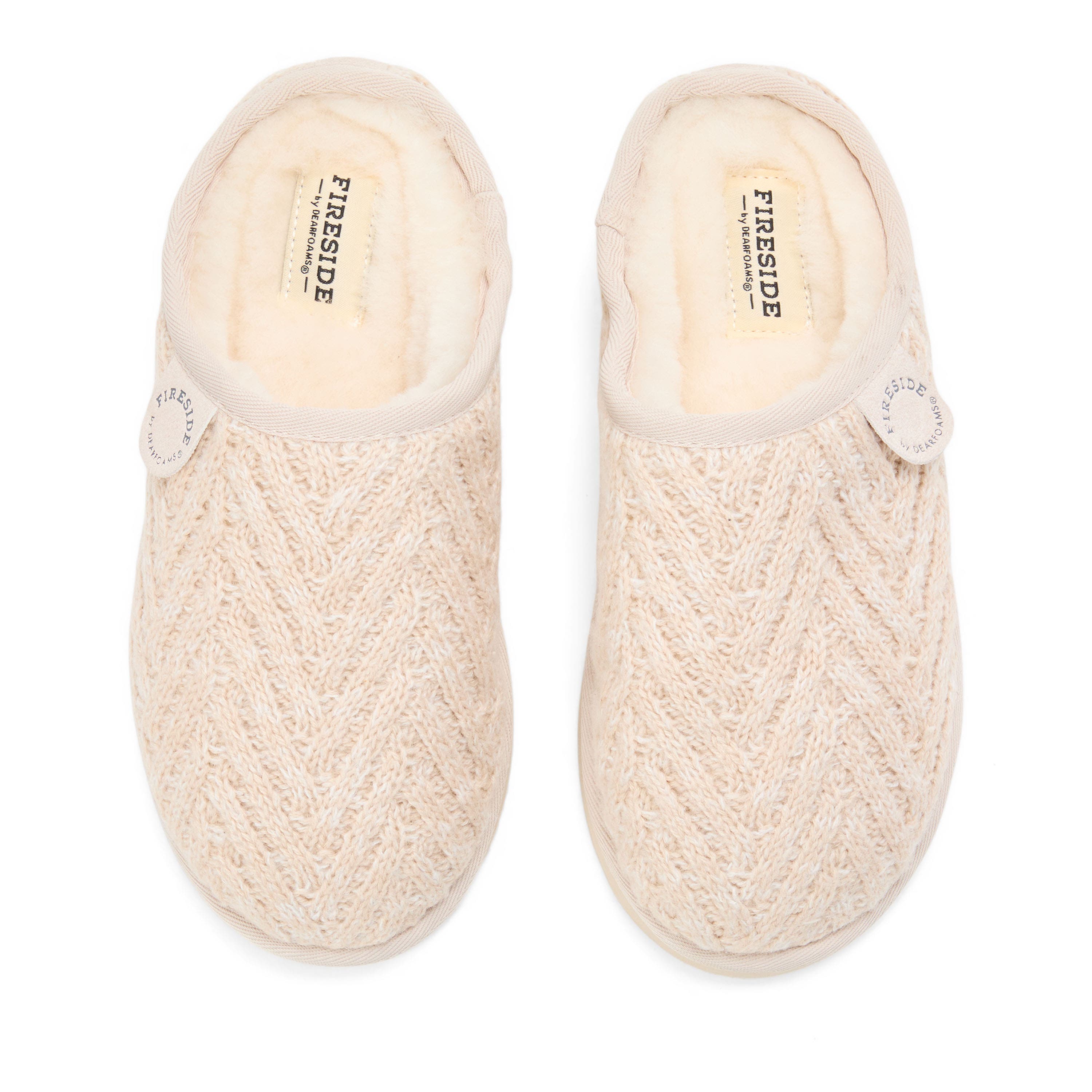 DEARFOAMS Fireside Greta Genuine Shearling Knit Clog Slipper, Alternate, color, Bone