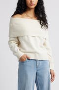 BP. Bouclé Off the Shoulder Sweater