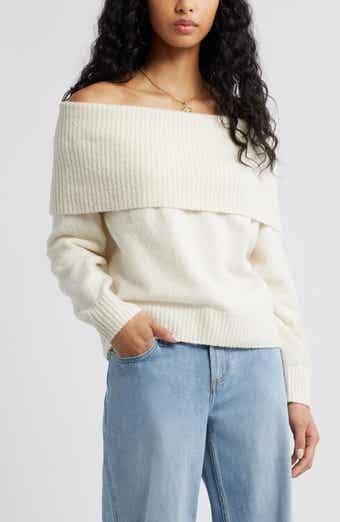 Bouclé Off the Shoulder Sweater