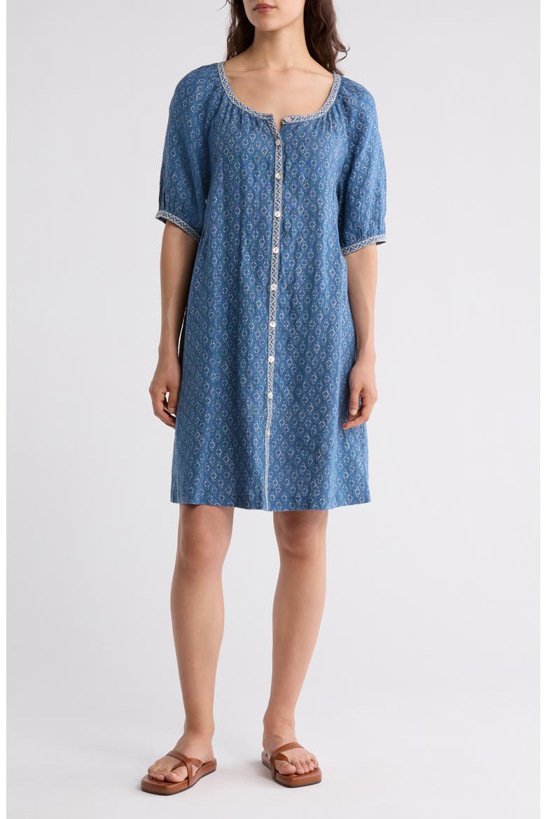 Carmel Linen Button-Up Minidress, Main, color, KEY LARGO BLUE