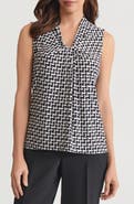 KASPER Abstract Print Knot Front Sleeveless Top