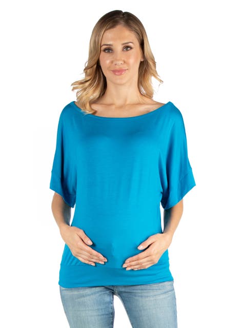 Maternity Loose Fit Dolman Top with Wide Sleeves