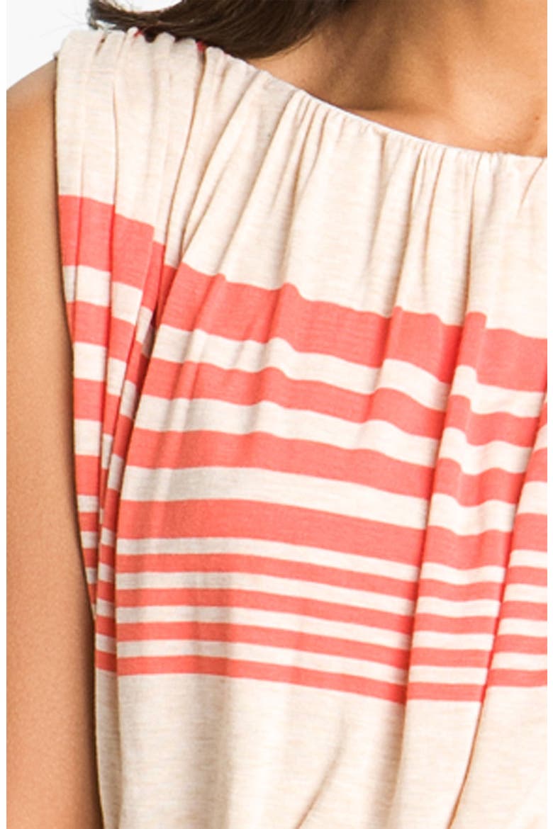Stripe Jersey Blouson Dress, Alternate, color, OATMEAL/ TANGO