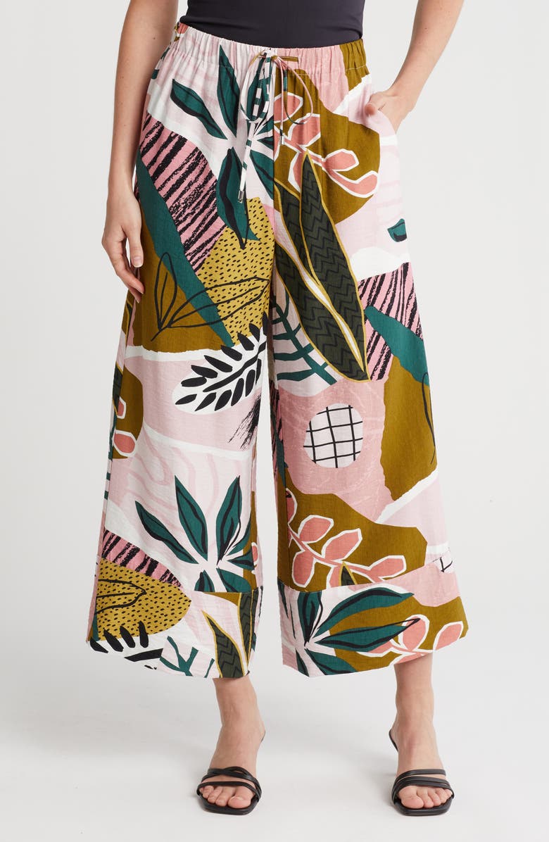 Adrianna Papell Stretch Cotton Tie Waist Pants, Main, color, 