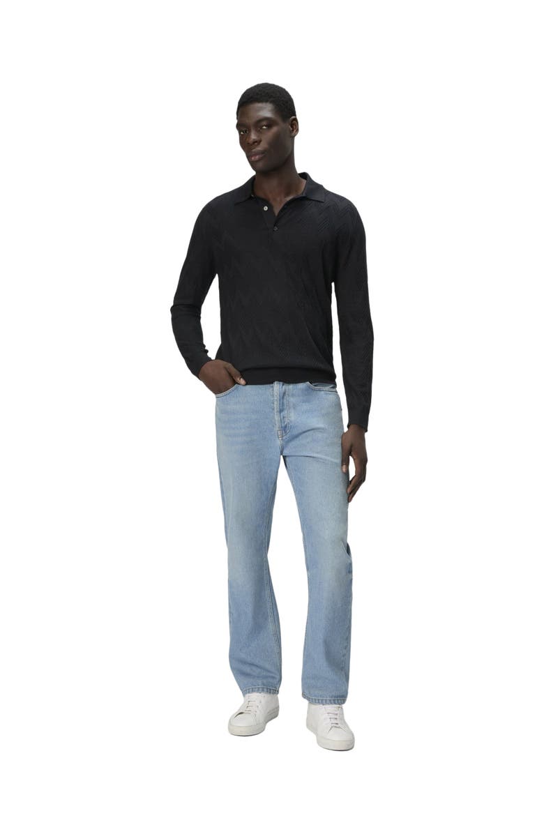 Missoni Long-sleeved Polo Shirt In 3d Chevron Cotton And Silk, Main, color, 