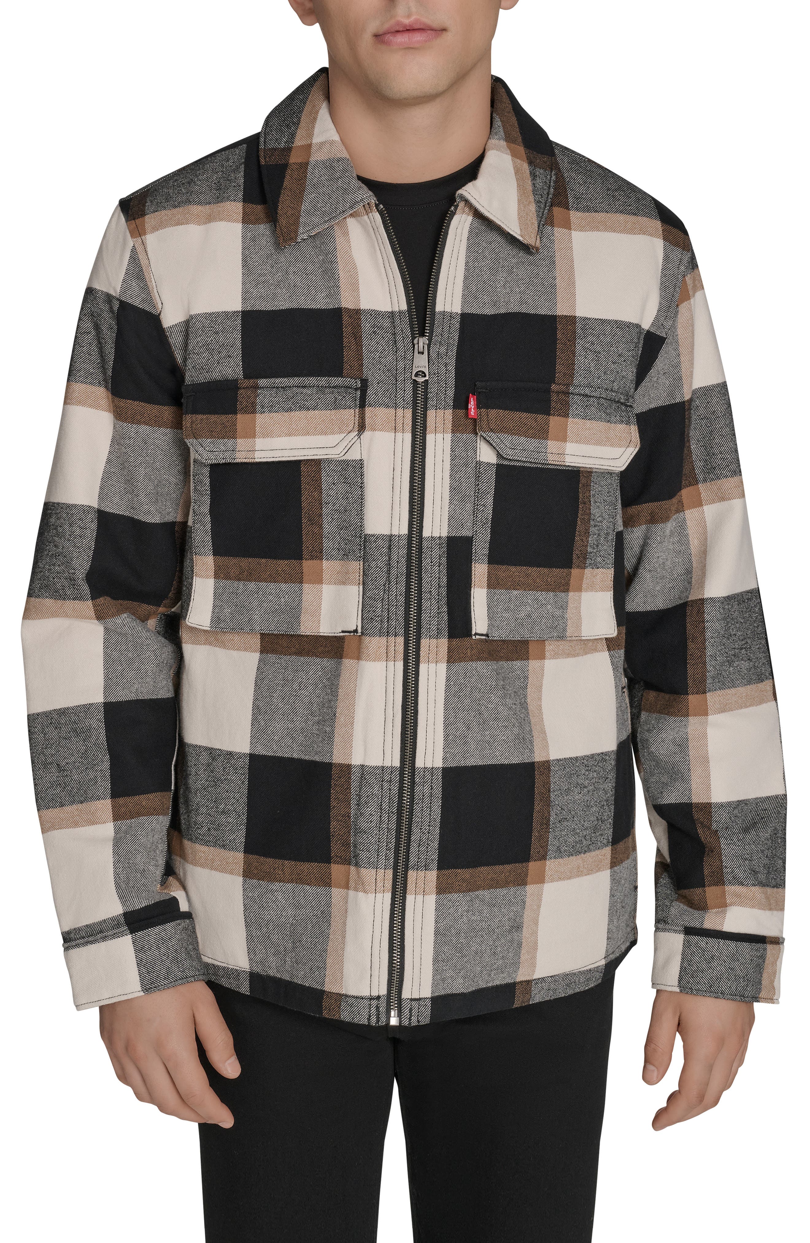Levi's Insulated Plaid Cotton Flannel Zip-Up Shirt Jacket