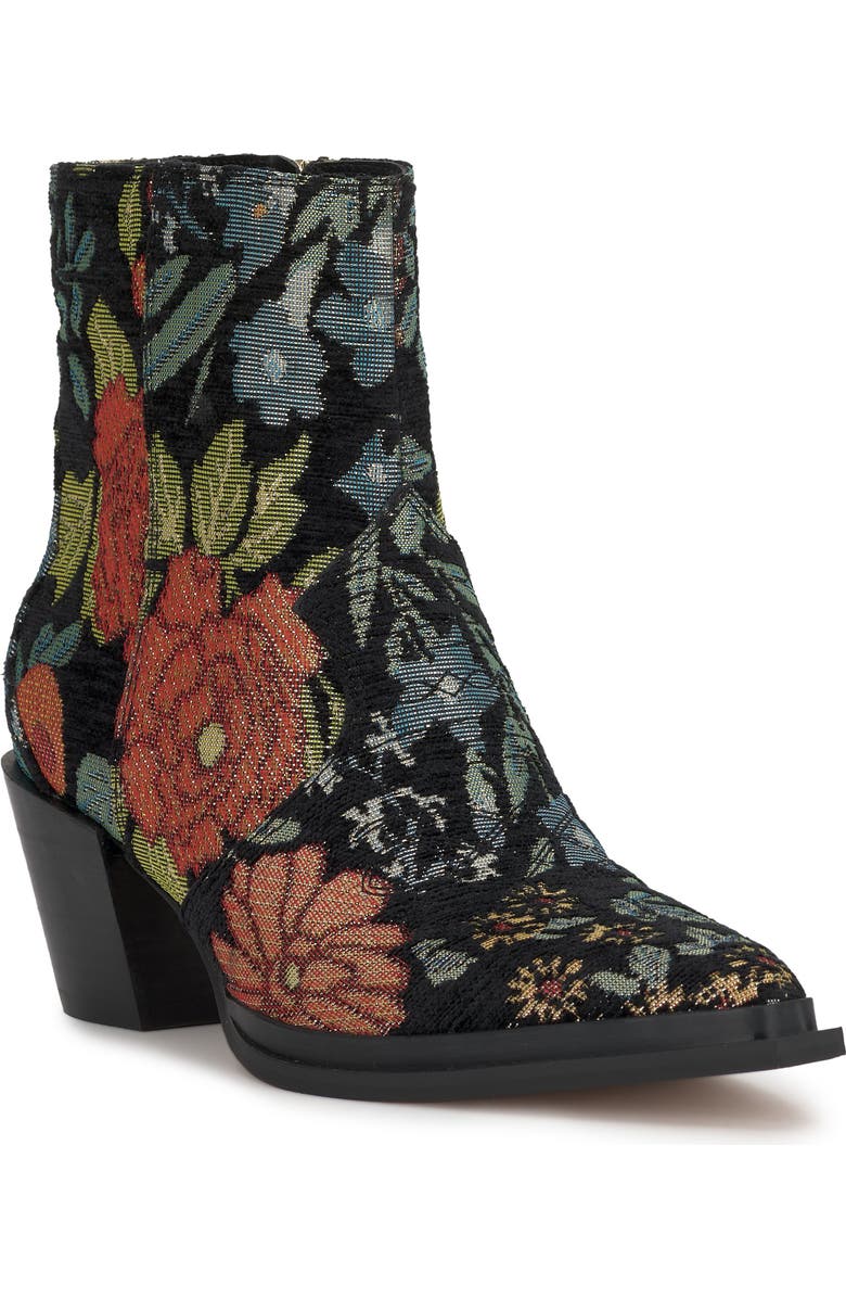 Jessica Simpson Helvona Pointed Toe Bootie, Main, color, Black/ Floral Multi