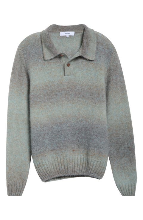 Alpaca Blend Long Sleeve Knit Polo