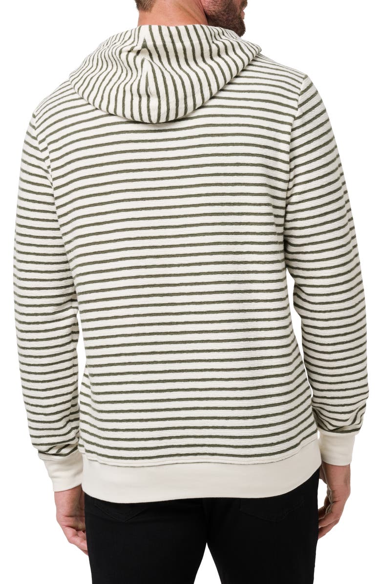 TravisMathew Shark Warning Stripe Cotton Blend Hoodie, Alternate, color, Dark Olive