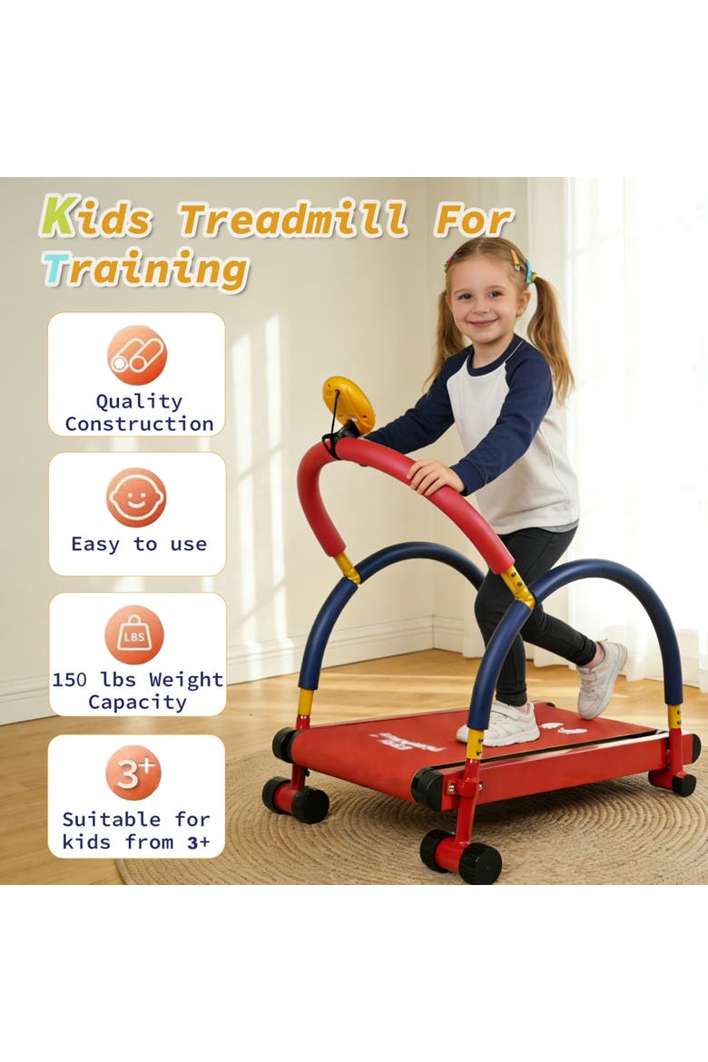 Kids Treadmill Red and Blue, Alternate, color, Red
